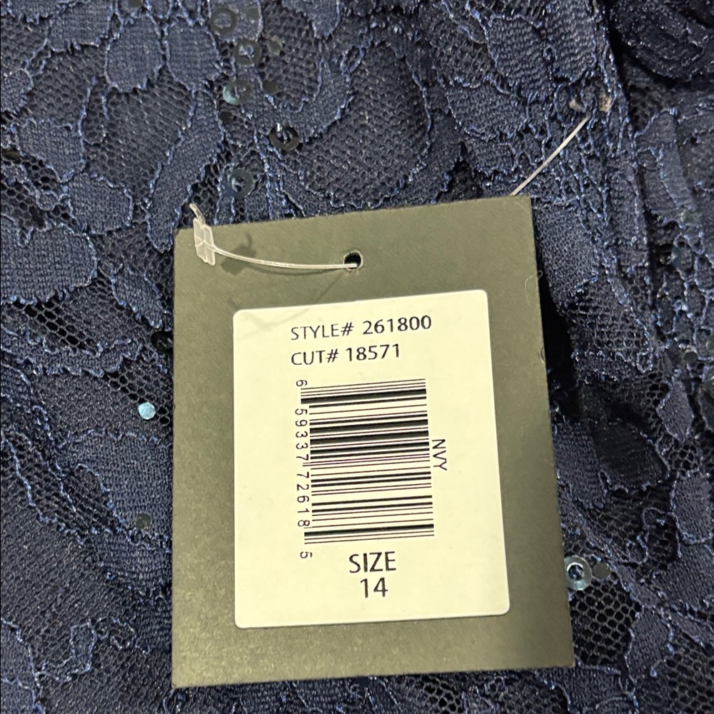 MARINA NWT Elegant Navy Long Sleeve Lace Dress - Picture 10 of 11